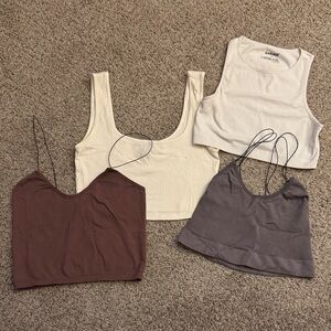 Pack of Crop Tops - Cream, White, Brown, Gray - Multiple Brands